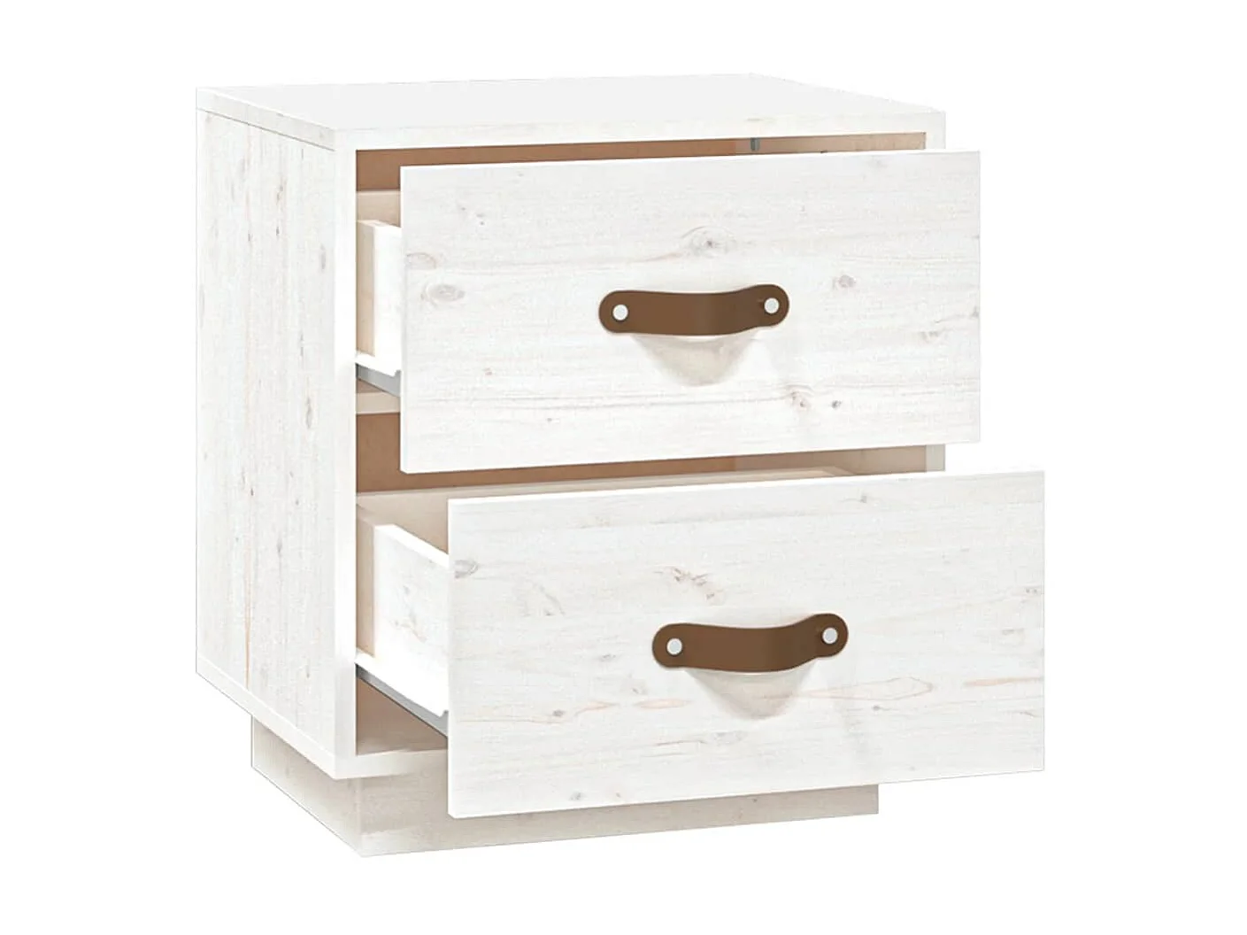 Nachttisch Nachtschrank Weiß 40x34x45 cm Massivholz Kiefer -RN61174