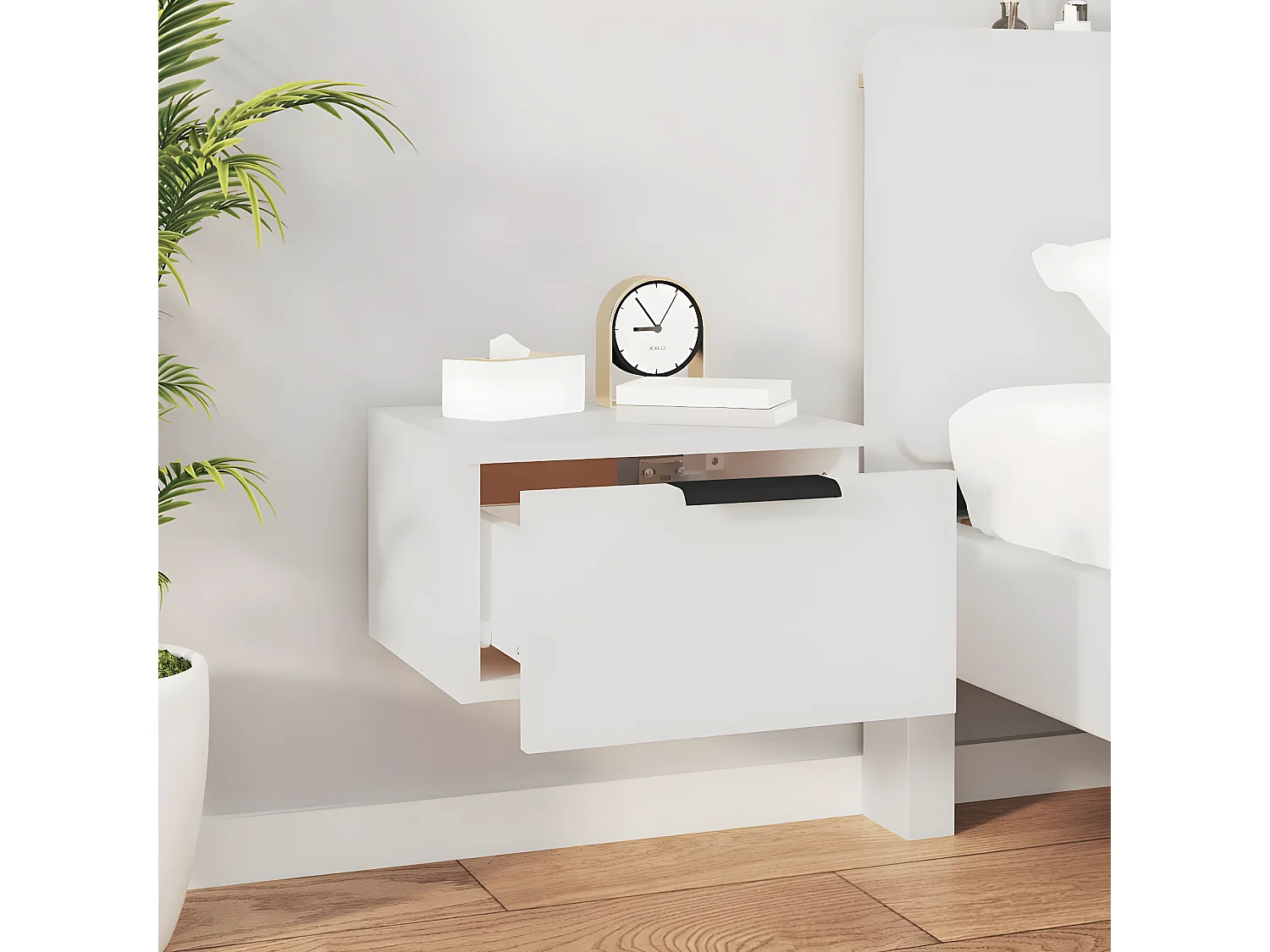 Wand-Nachttisch Nachtschrank Weiß 34x30x20 cm -RN94759