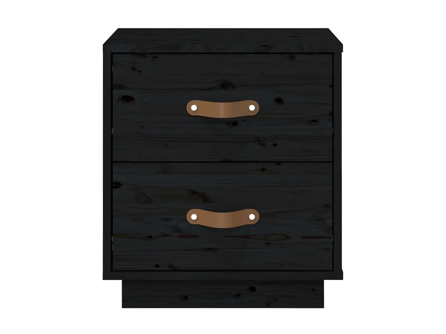 2er-Set Nachttische Nachtschrank Schwarz 40x34x45 cm Massivholz Kiefer -RN48187