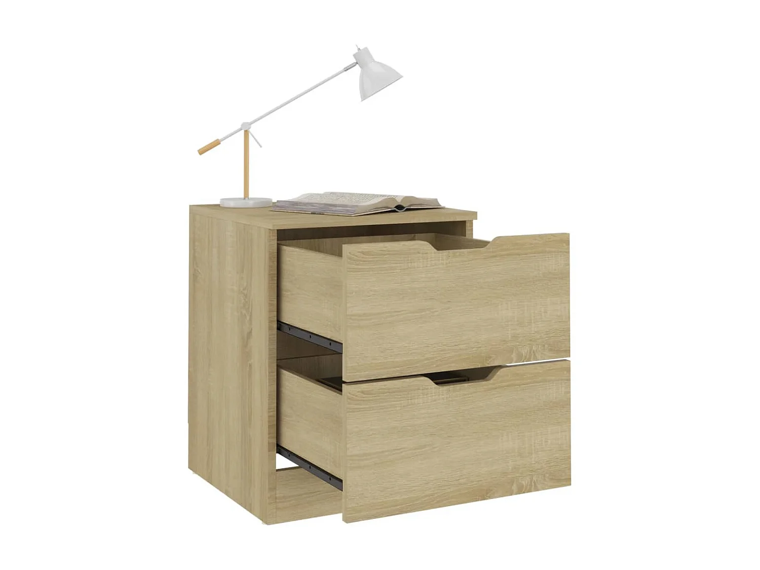 2er-Set Nachttische Nachtschrank Sonoma-Eiche 40x40x50 cm Spanplatte -RN72997