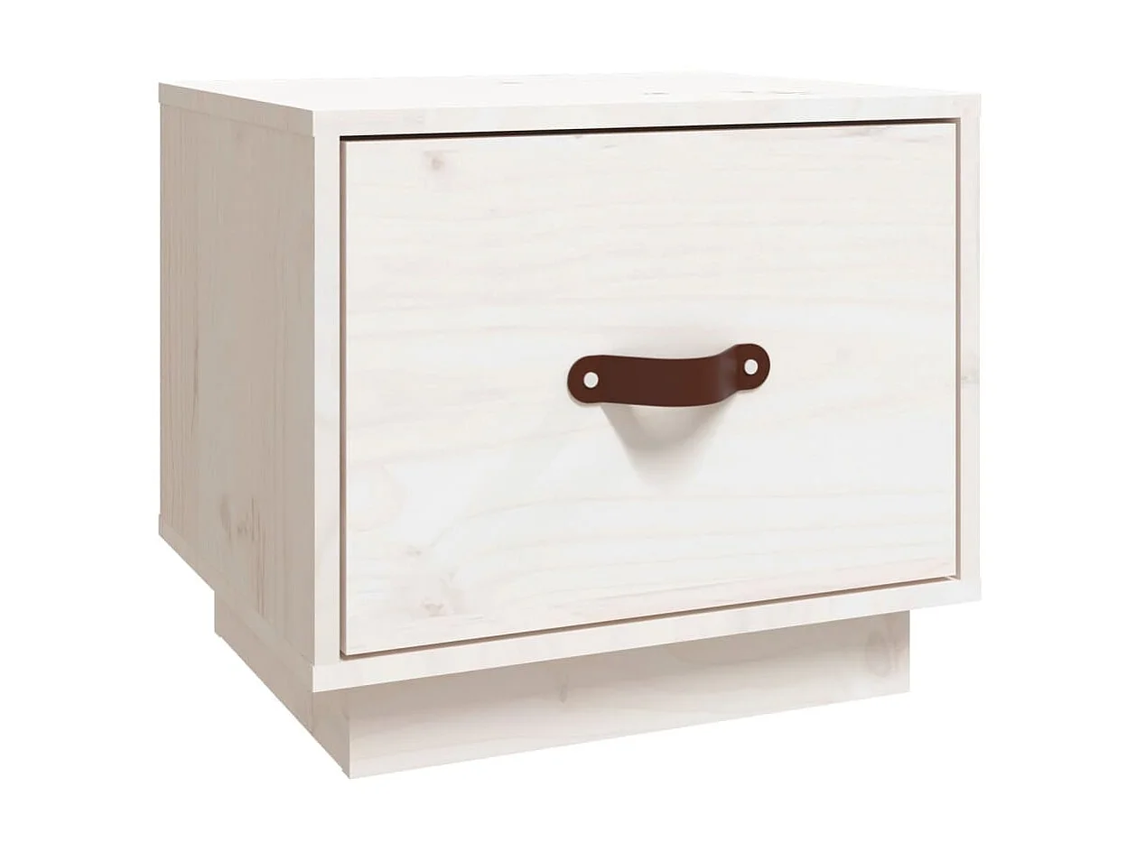 Nachttisch Nachtschrank Weiß 40x34x35 cm Massivholz Kiefer -RN96842