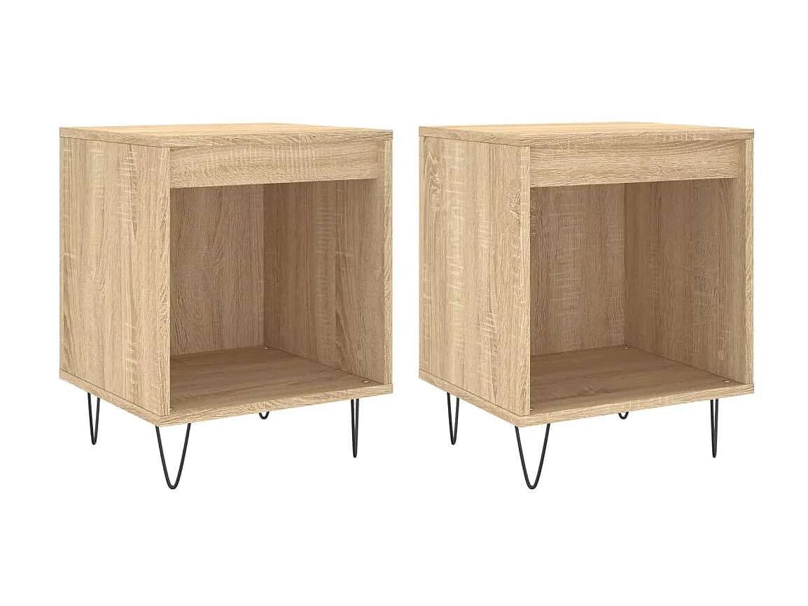 2er-Set Nachttische Nachtschrank Sonoma-Eiche 40x35x50 cm Holzwerkstoff -RN11171