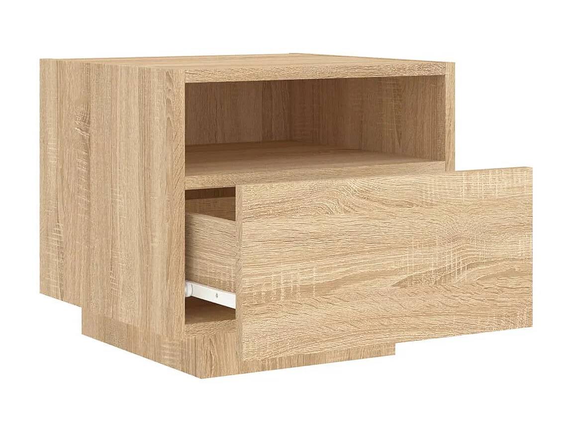 Nachttisch Nachtschrank mit LED-Leuchten Sonoma Eiche 40x39x37 cm -RN47814