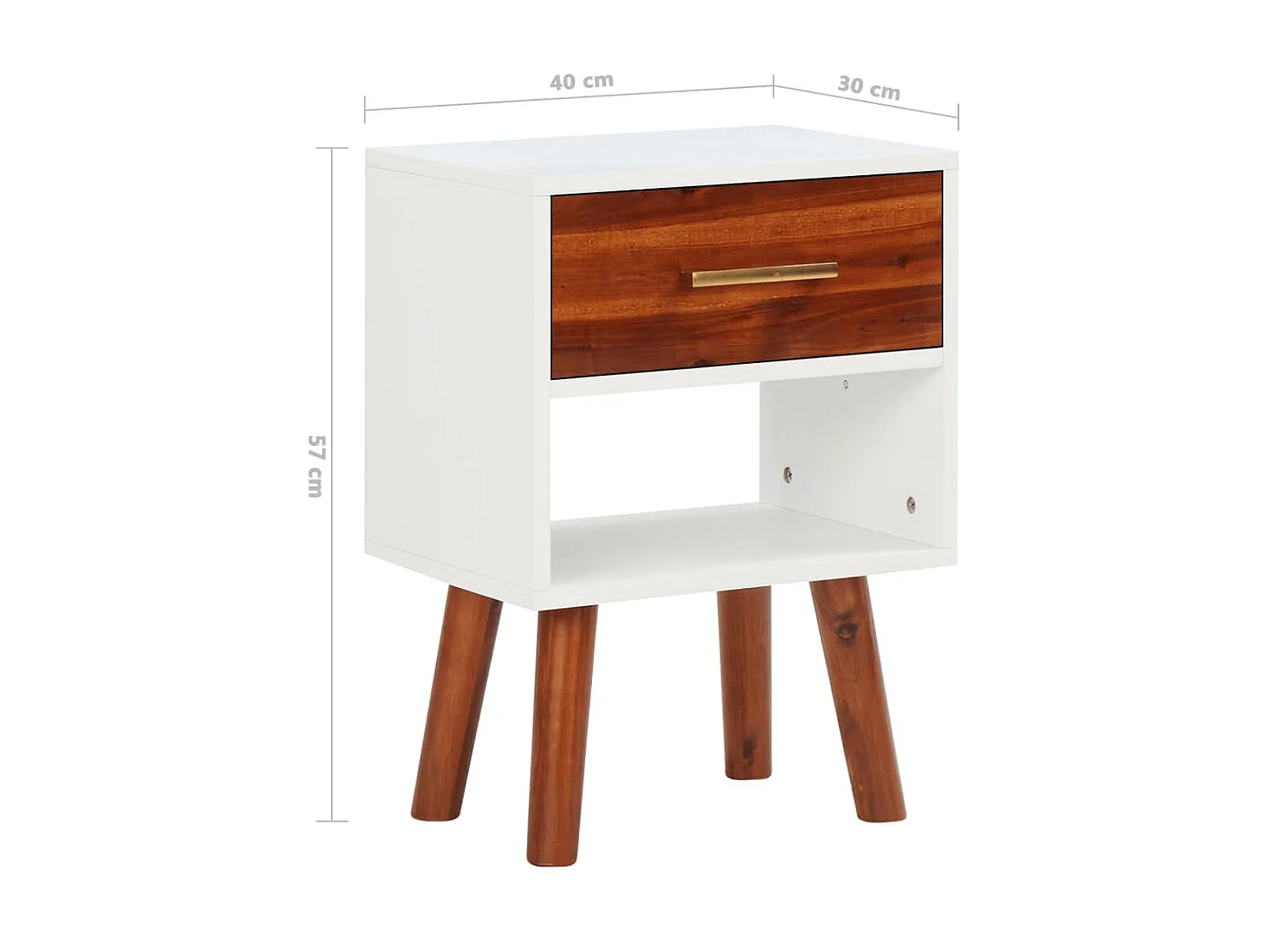 Nachttisch Nachtschrank Akazienholz Massiv 40x30x57 cm -RN39698