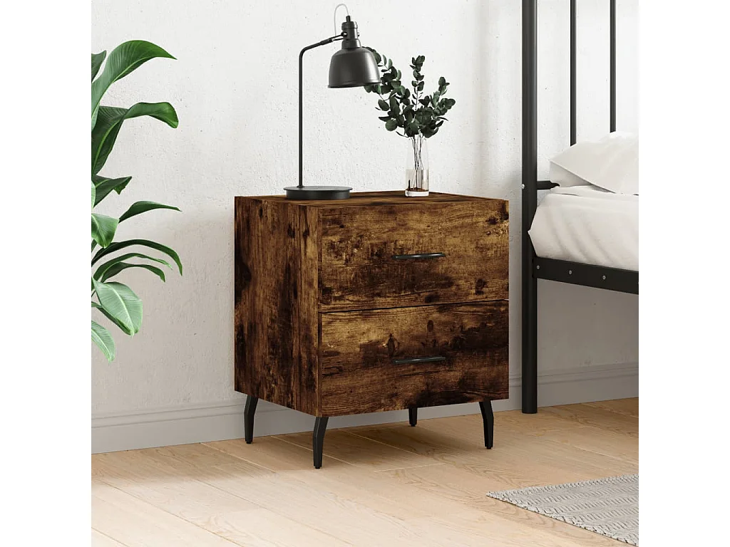 Nachttisch Nachtschrank Räuchereiche 40x35x47,5 cm Holzwerkstoff -RN11210