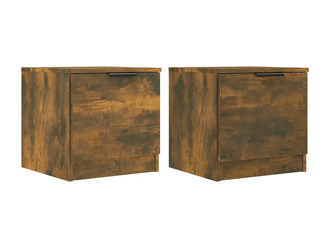 2er-Set Nachttische Nachtschrank Räuchereiche 40x39x40 cm -RN74132