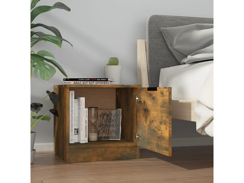 2er-Set Nachttische Nachtschrank Räuchereiche 40x39x40 cm -RN74132