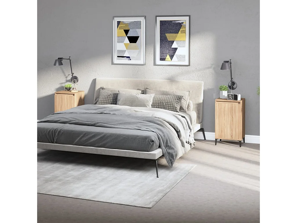 2er-Set Nachttische Nachtschrank Sonoma-Eiche 40x35x70 cm Holzwerkstoff -RN35964