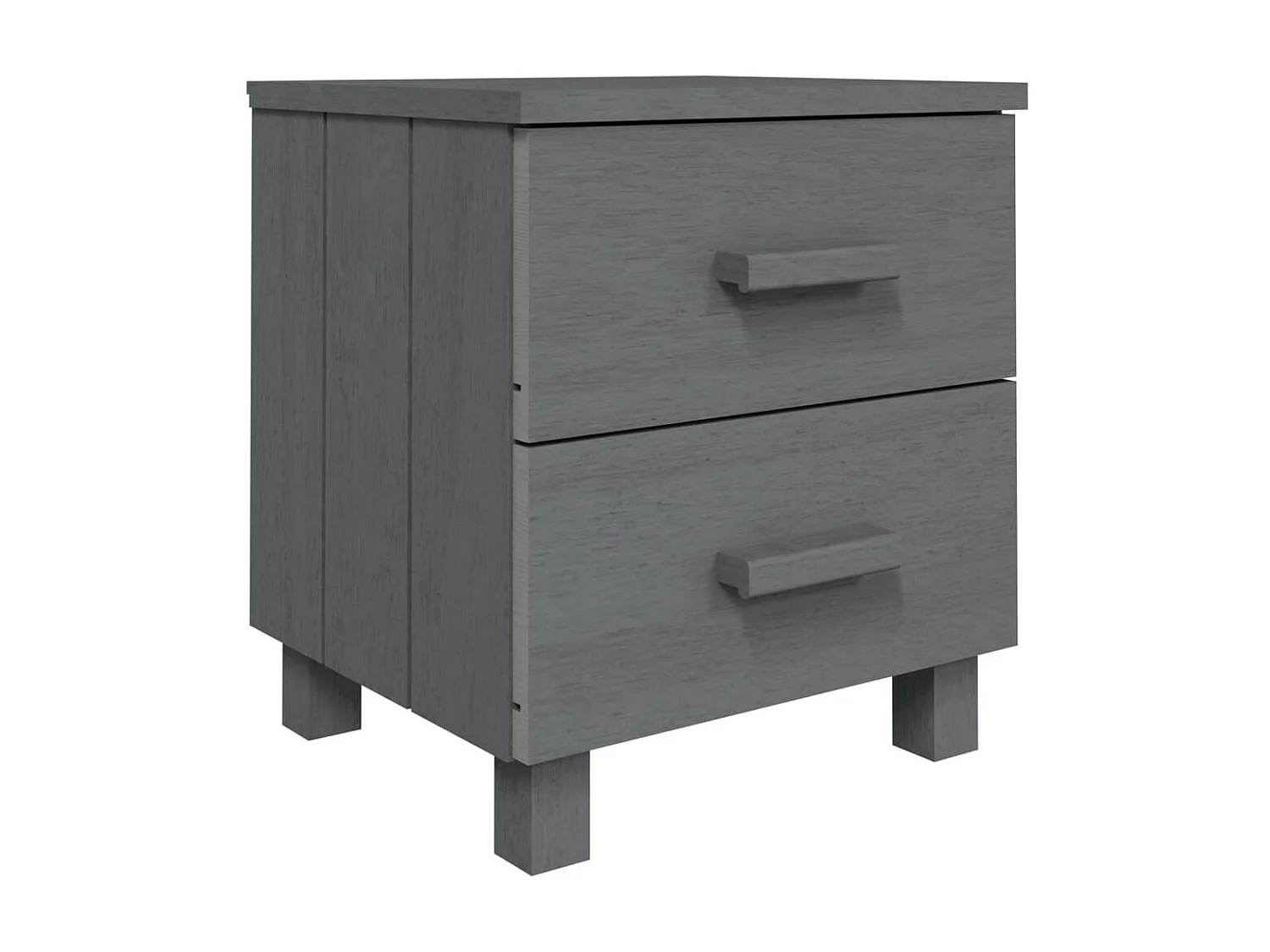 2er-Set Nachttische Nachtschrank HAMAR Dunkelgrau 40x35x44,5 cm Massivholz -RN32585