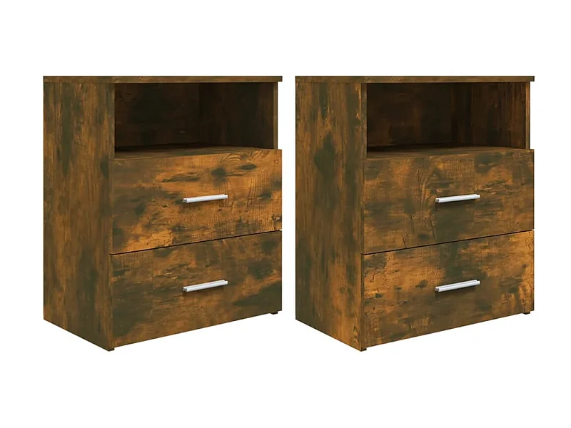 2er-Set Nachttische Nachtschrank Räuchereiche 50x32x60 cm -RN93565