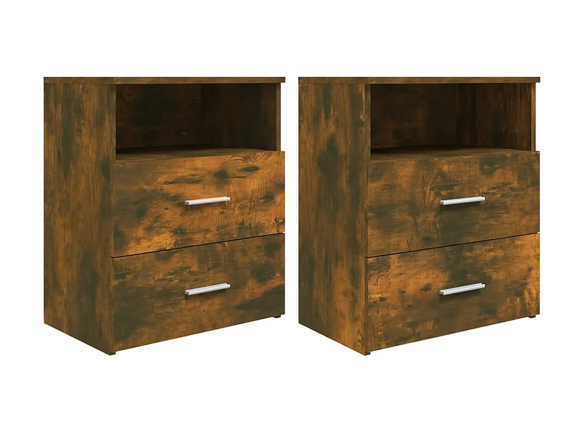 2er-Set Nachttische Nachtschrank Räuchereiche 50x32x60 cm -RN93565