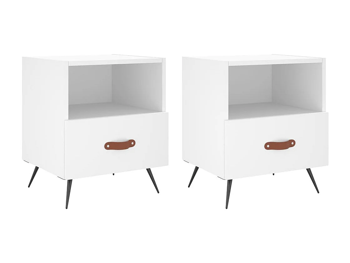 2er-Set Nachttische Nachtschrank Weiß 40x35x47,5 cm Holzwerkstoff -RN88112