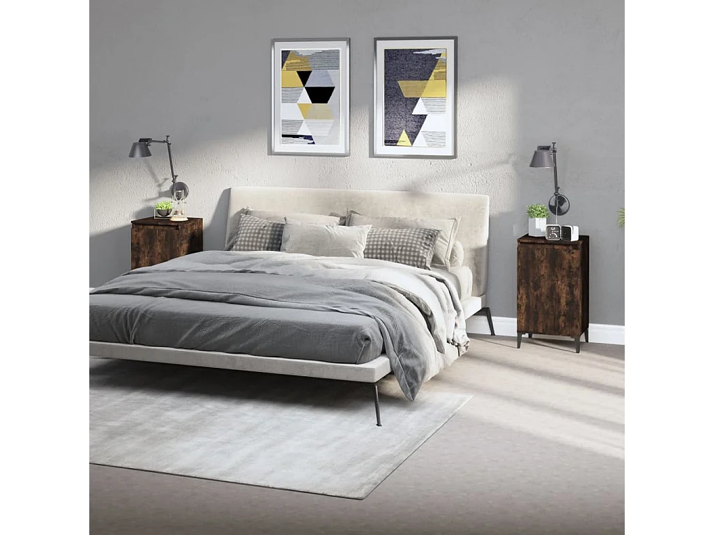 2er-Set Nachttische Nachtschrank Räuchereiche 40x35x70 cm Holzwerkstoff -RN43685