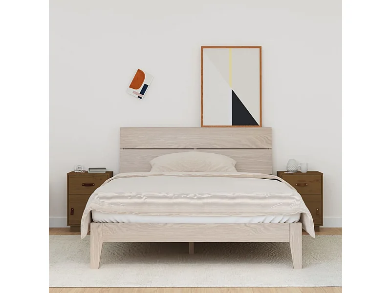 2er-Set Nachttische Nachtschrank Honigbraun 40x34x55 cm Massivholz Kiefer -RN42068