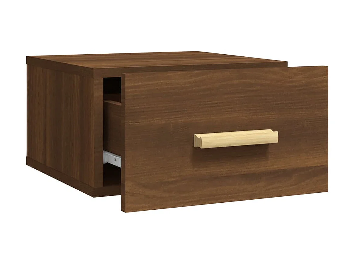 2er-Set Wand-Nachttische Nachtschrank Braun Eichen-Optik 35x35x20 cm -RN16653
