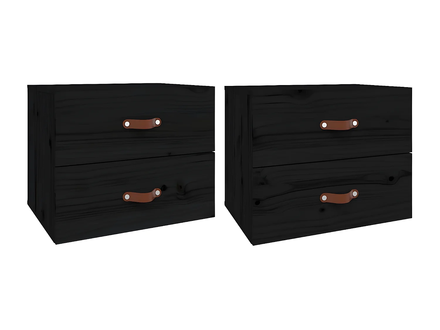 2er-Set Wand-Nachttische Nachtschrank Schwarz 50x36x40 cm -RN57859