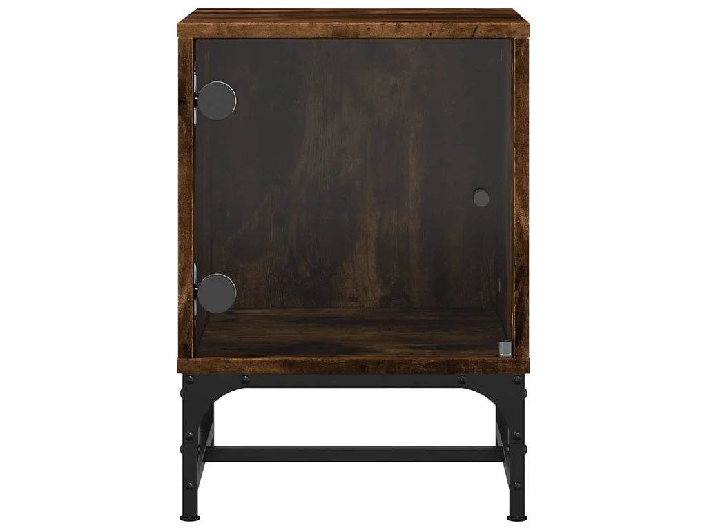 Nachttisch Nachtschrank mit Glastür Räuchereiche 35x37x50 cm -RN26236