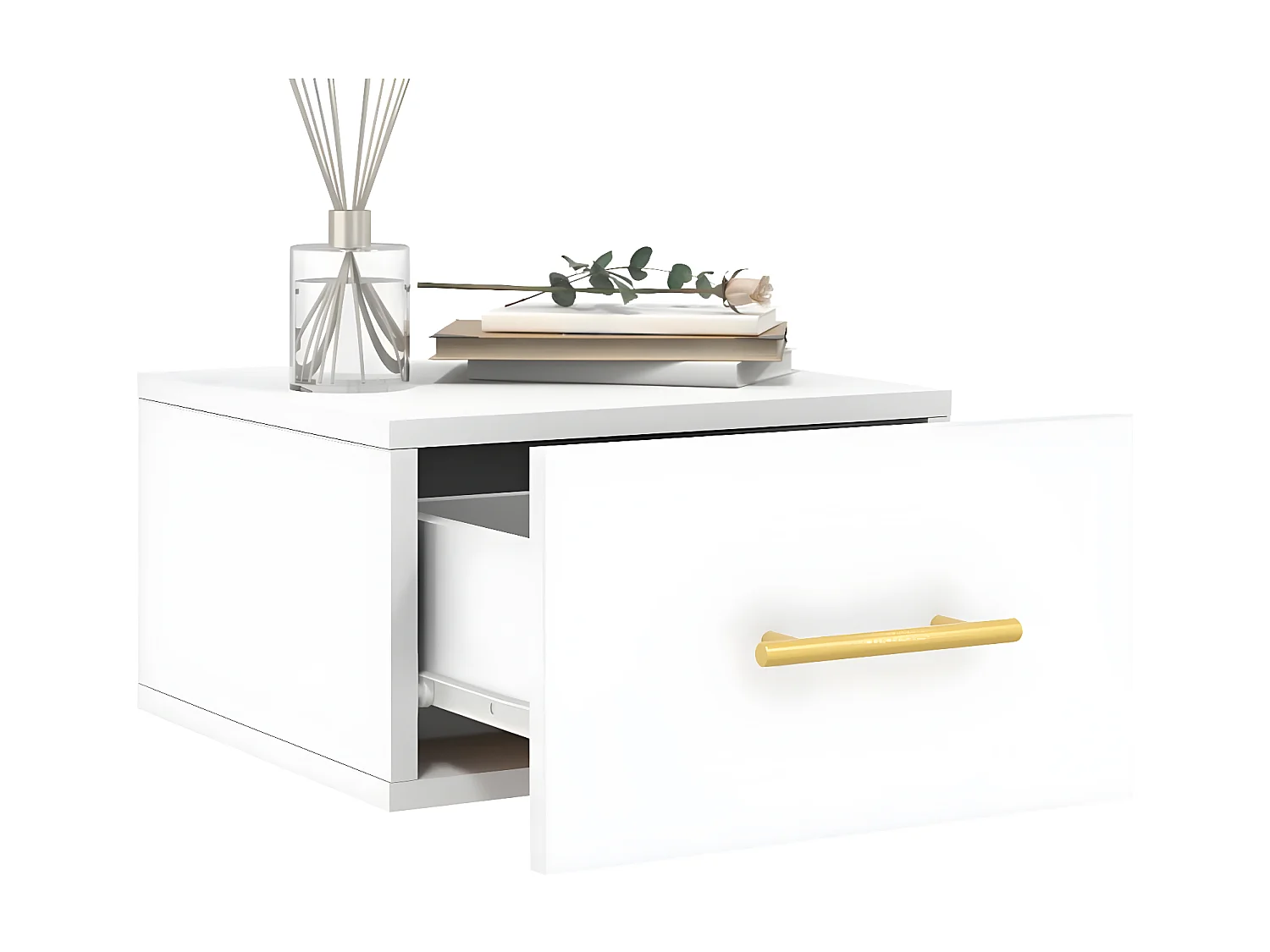 Wand-Nachttisch Nachtschrank Weiß 35x35x20 cm -RN55369