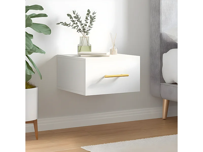 Wand-Nachttisch Nachtschrank Weiß 35x35x20 cm -RN55369