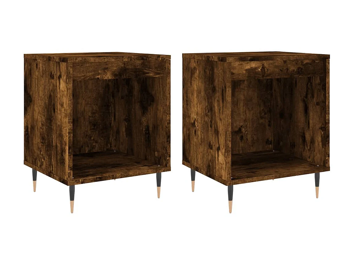 2er-Set Nachttische Nachtschrank Räuchereiche 40x35x50 cm Holzwerkstoff -RN83511