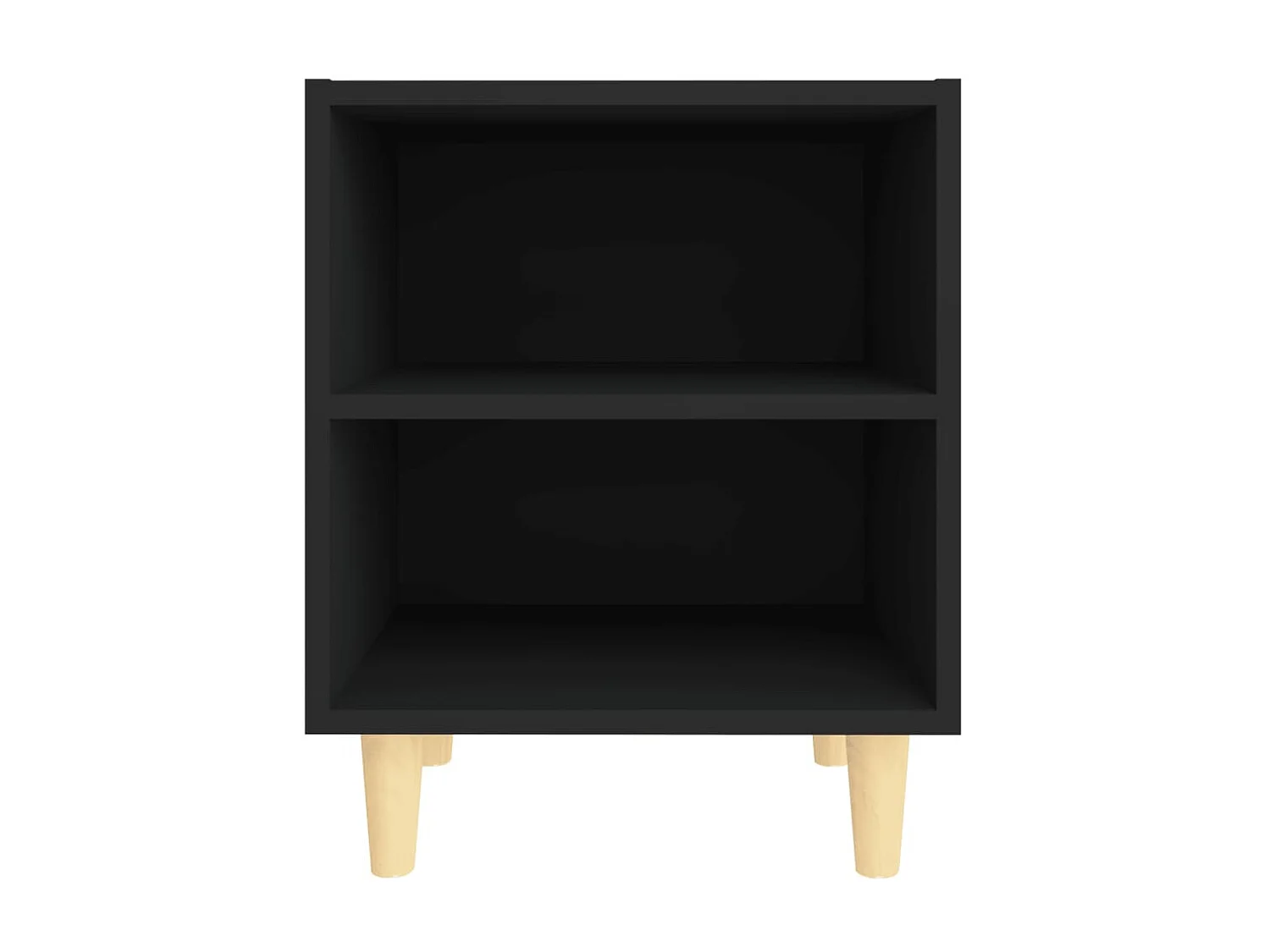 Nachttisch Nachtschrank mit Massivholz-Beinen Schwarz 40x30x50 cm -RN94300