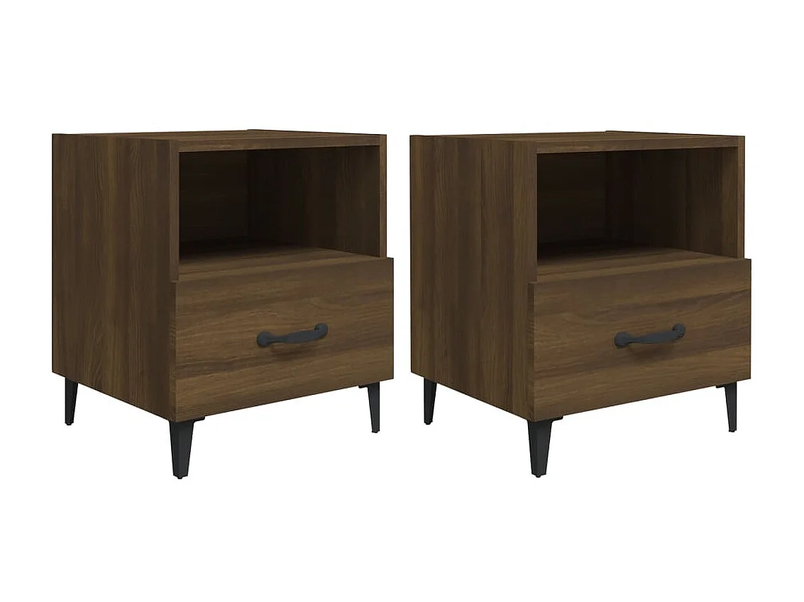 2er-Set Nachttische Nachtschrank Braun Eichen-Optik Holzwerkstoff -RN55189