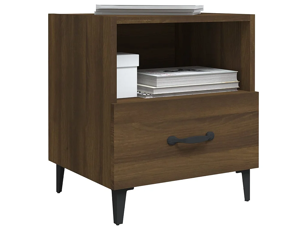 2er-Set Nachttische Nachtschrank Braun Eichen-Optik Holzwerkstoff -RN55189