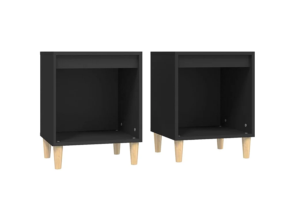 2er-Set Nachttische Nachtschrank Schwarz 40x35x50 cm -RN96813