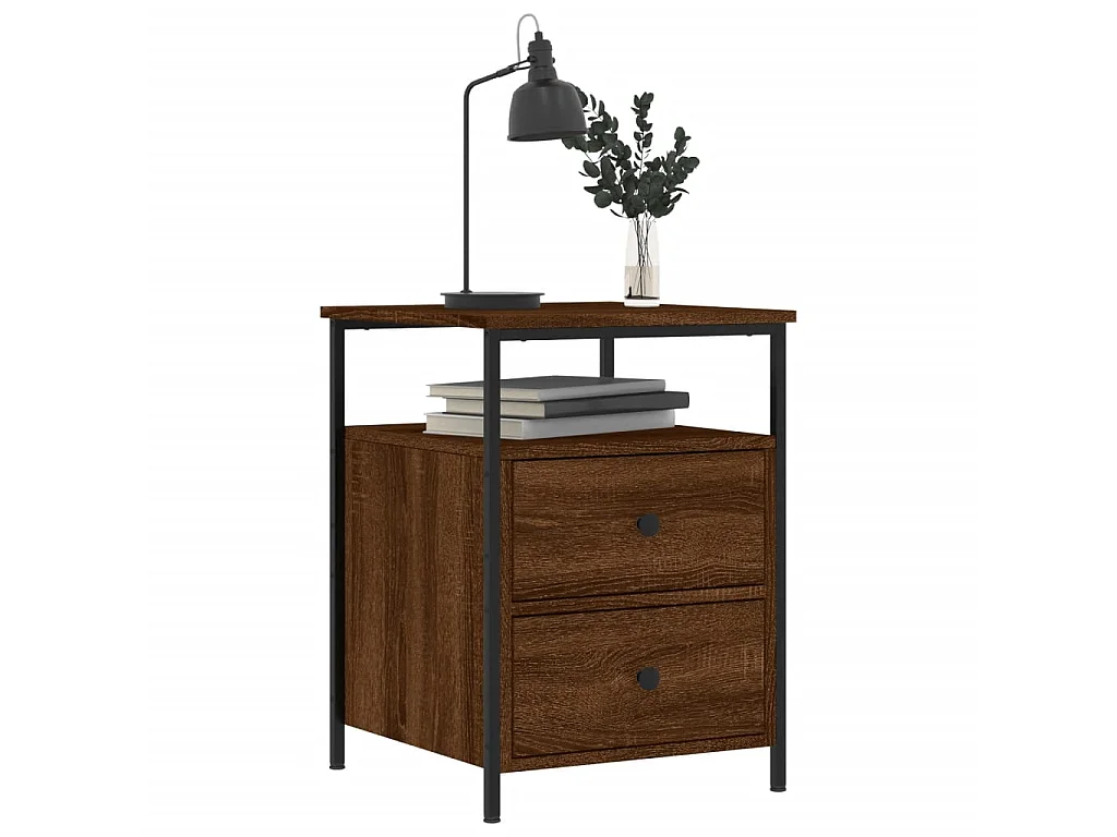 Nachttisch Nachtschrank Braun Eichen-Optik 44x45x60 cm Holzwerkstoff -RN35540