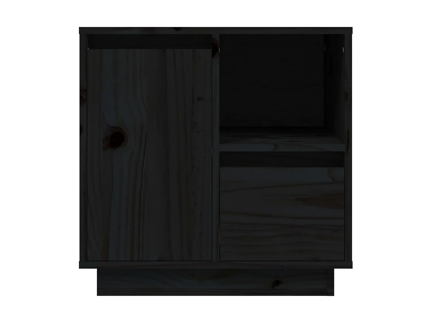 2er-Set Nachttische Nachtschrank Schwarz 50x34x50 cm Massivholz Kiefer -RN34328