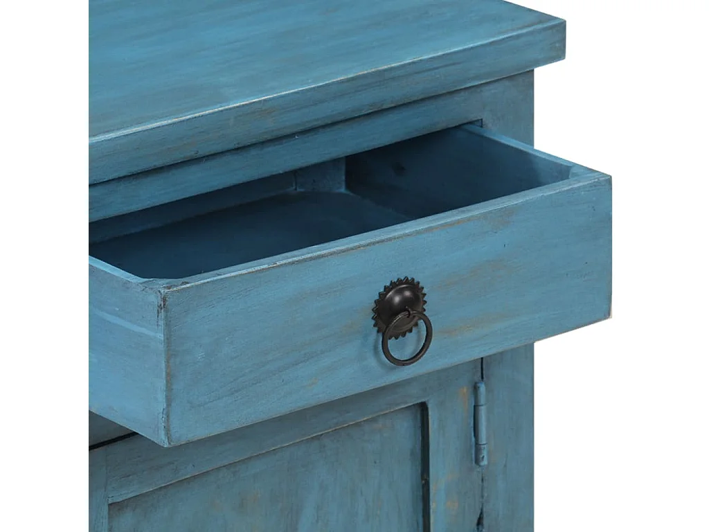 Nachttisch Nachtschrank Massivholz Mango 40x30x50 cm Blau -RN97662
