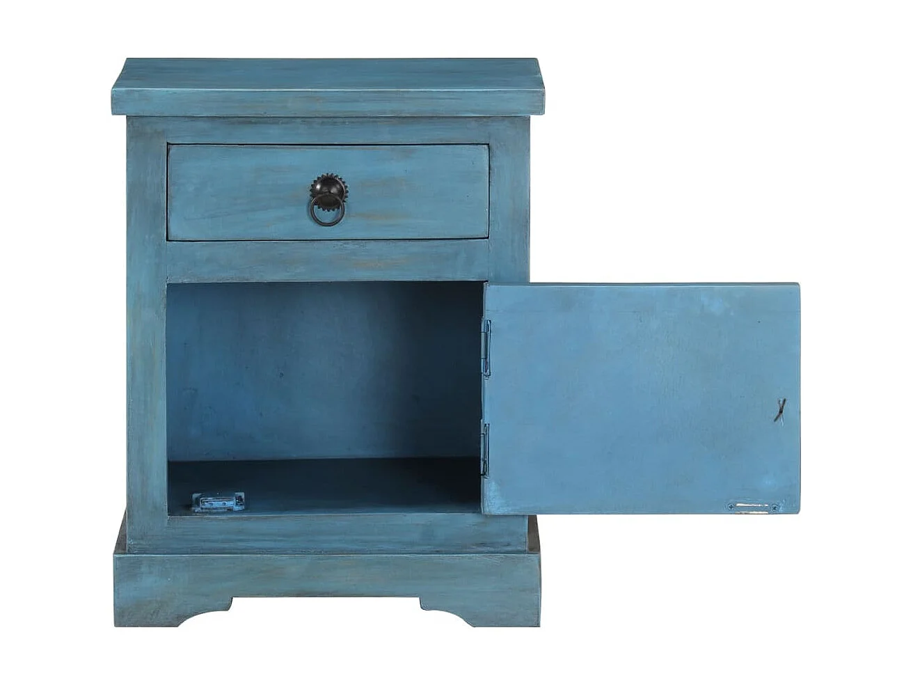 Nachttisch Nachtschrank Massivholz Mango 40x30x50 cm Blau -RN97662