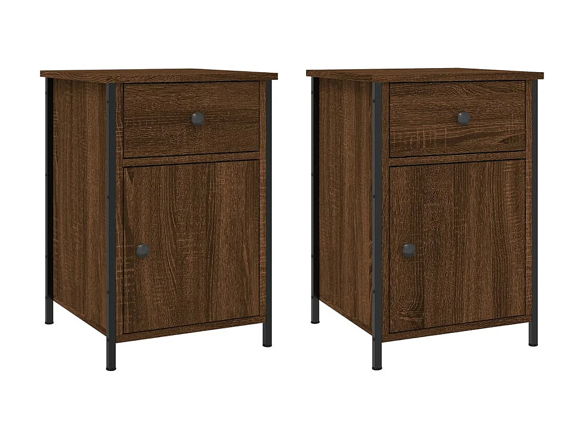 2er-Set Nachttische Nachtschrank Braun Eichen-Optik 40x42x60 cm Holzwerkstoff -RN86684