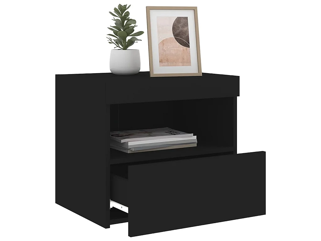 Nachttisch Nachtschrank mit LED-Leuchten Schwarz 50x40x45 cm -RN94797