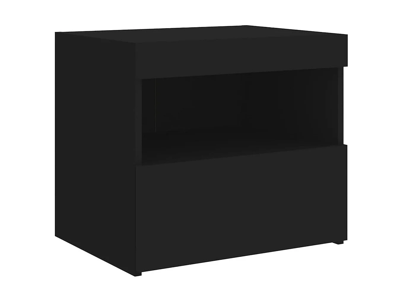 Nachttisch Nachtschrank mit LED-Leuchten Schwarz 50x40x45 cm -RN94797