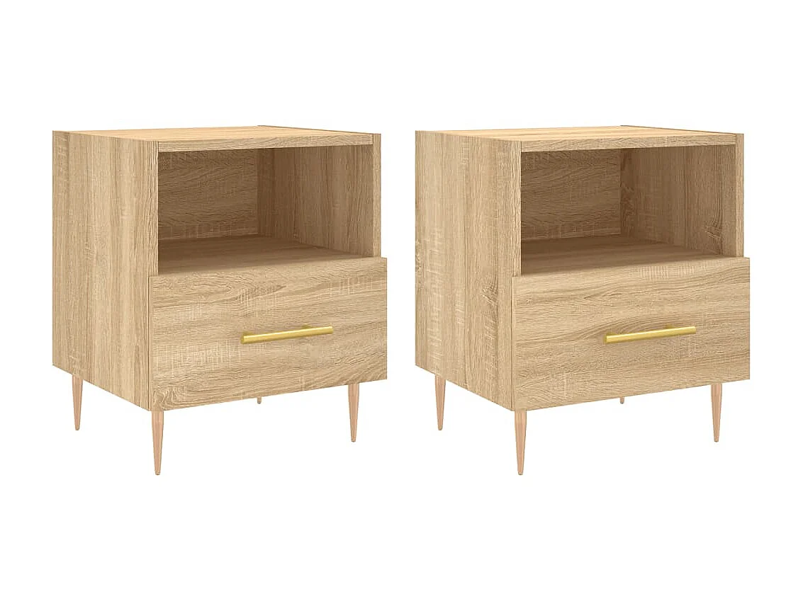 2er-Set Nachttische Nachtschrank Sonoma-Eiche 40x35x47,5 cm Holzwerkstoff -RN84206