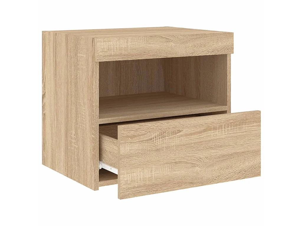 Nachttisch Nachtschrank mit LED-Leuchten Sonoma-Eiche 50x40x45 cm -RN56000