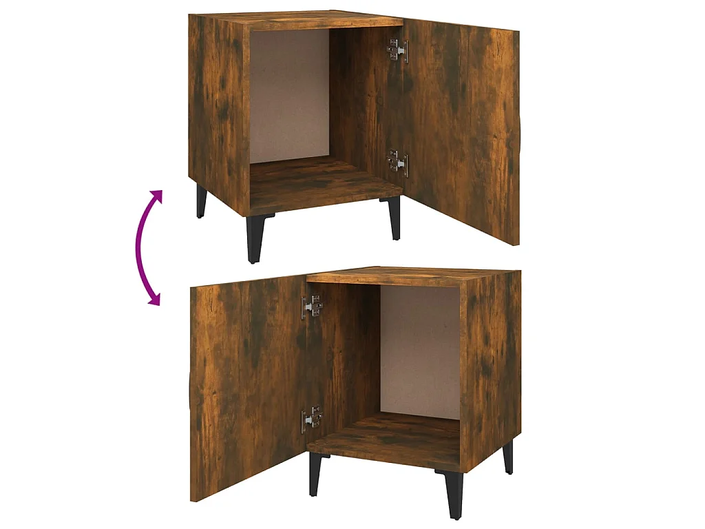 2er-Set Nachttische Nachtschrank Räuchereiche Holzwerkstoff -RN77011