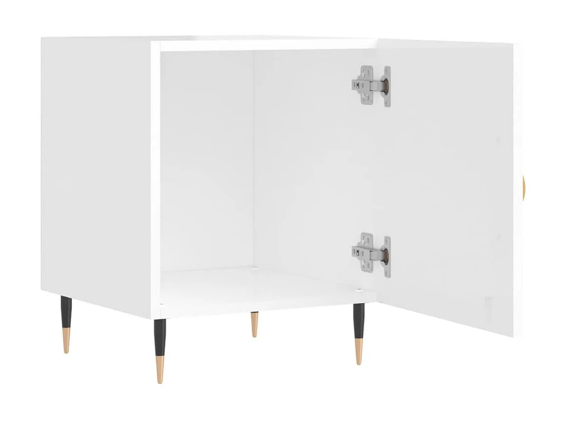2er-Set Nachttische Nachtschrank Hochglanz-Weiß 40x40x50 cm Holzwerkstoff -RN44152