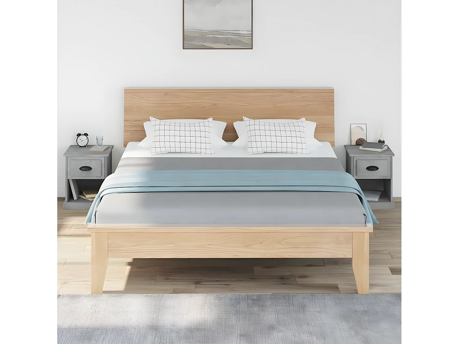 2er-Set Nachttische Nachtschrank Betongrau 39x39x47,5 cm Holzwerkstoff -RN55157