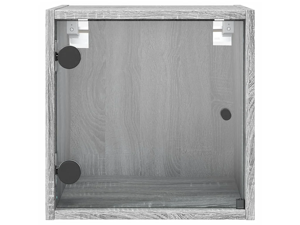 2er-Set Nachttische Nachtschrank mit Glastüren Grau Sonoma 35x37x35 cm -RN78509