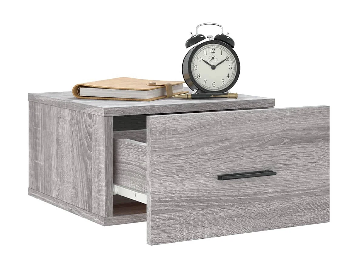 2er-Set Wand-Nachttische Nachtschrank Grau Sonoma 35x35x20 cm -RN57460