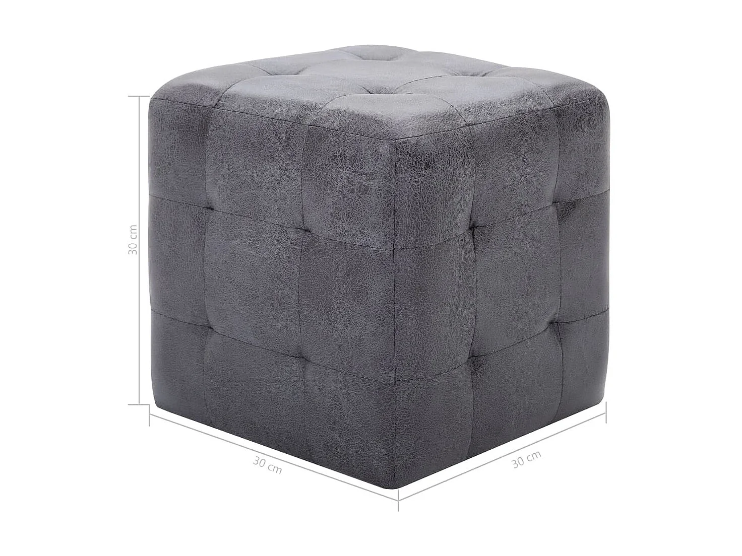 2er-Set Nachttische Nachtschrank Grau 30x30x30 cm Wildleder-Optik -RN32674