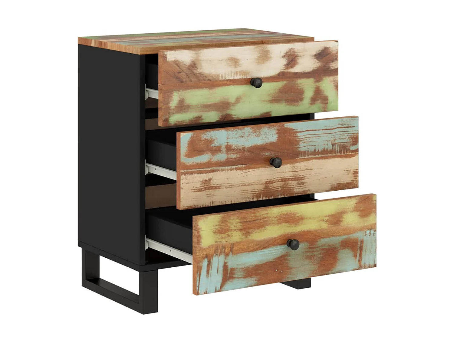 Nachttisch Nachtschrank 50x33x62 cm Altholz Massiv & Holzwerkstoff -RN80276