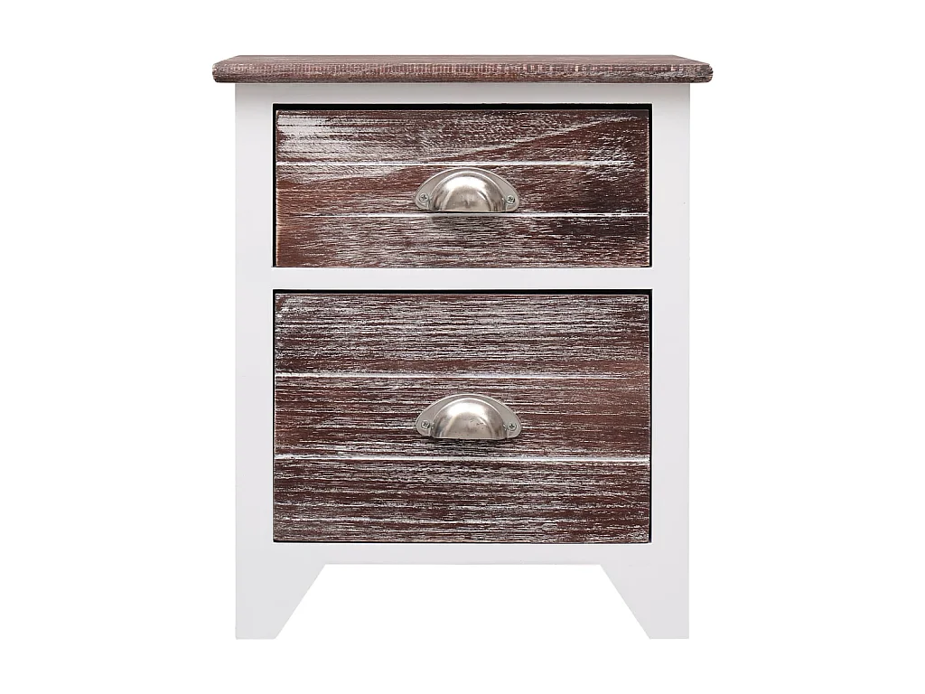 Nachttisch Nachtschrank Braun und Weiß 38×28×45 cm Paulownia-Holz -RN53665