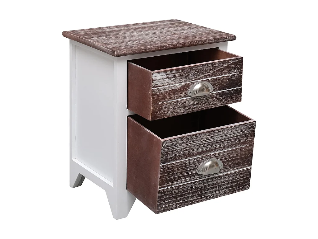 Nachttisch Nachtschrank Braun und Weiß 38×28×45 cm Paulownia-Holz -RN53665