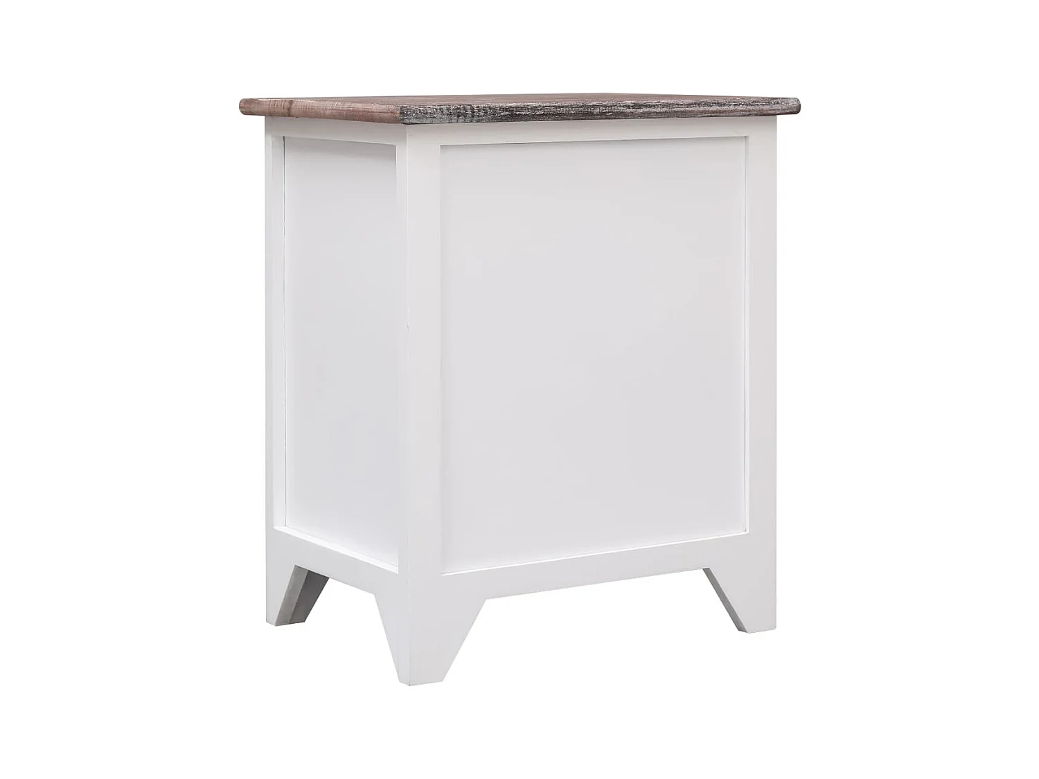 Nachttisch Nachtschrank Braun und Weiß 38×28×45 cm Paulownia-Holz -RN53665