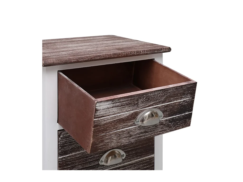 Nachttisch Nachtschrank Braun und Weiß 38×28×45 cm Paulownia-Holz -RN53665