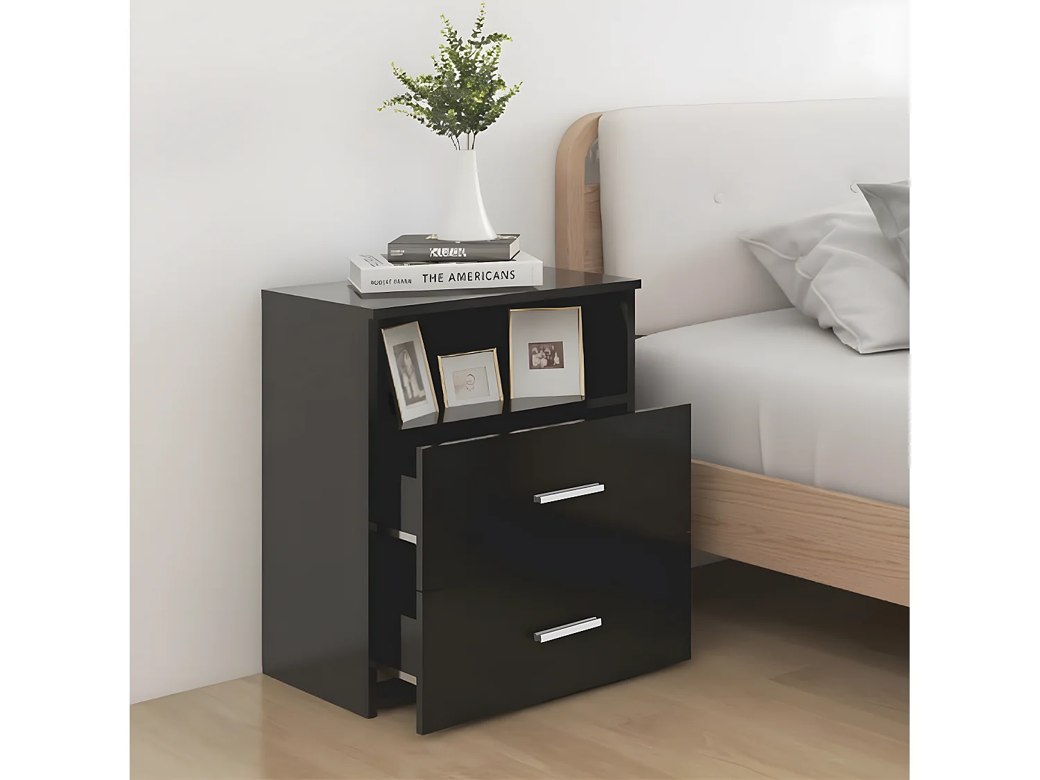 Nachttisch Nachtschrank Schwarz 50x32x60 cm -RN94656