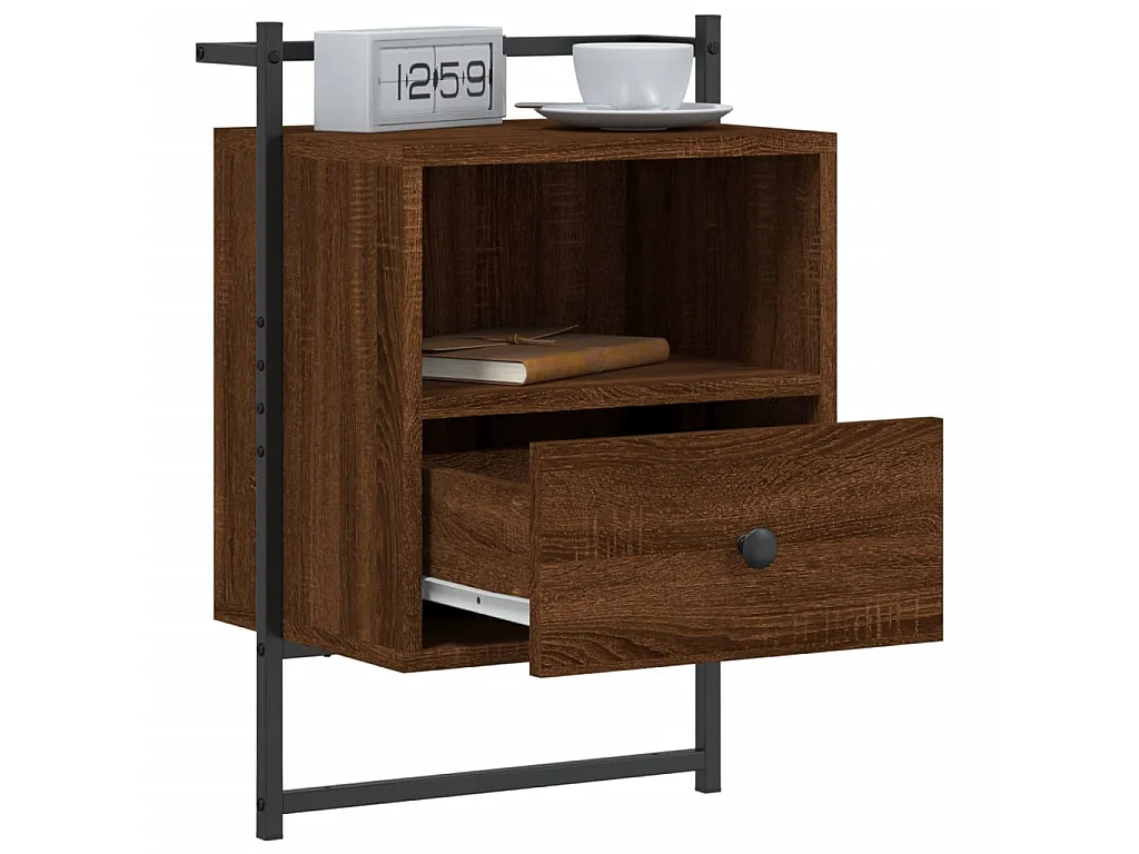 Wand-Nachttisch Nachtschrank Braun Eiche 40x30x61 cm Holzwerkstoff -RN55716